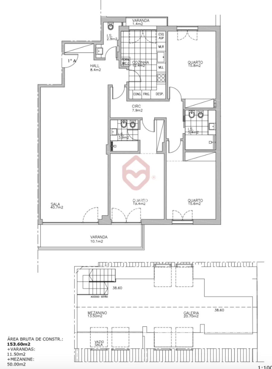 Apartamento T3 para Venda em Carcavelos e Parede Planta 1
