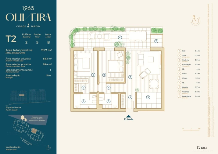 Apartamento T2 para Venda em Santo António dos Cavaleiros e Frielas Planta 1