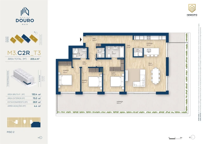 Apartamento T3 para Venda em Santa Marinha e São Pedro da Afurada Planta 1