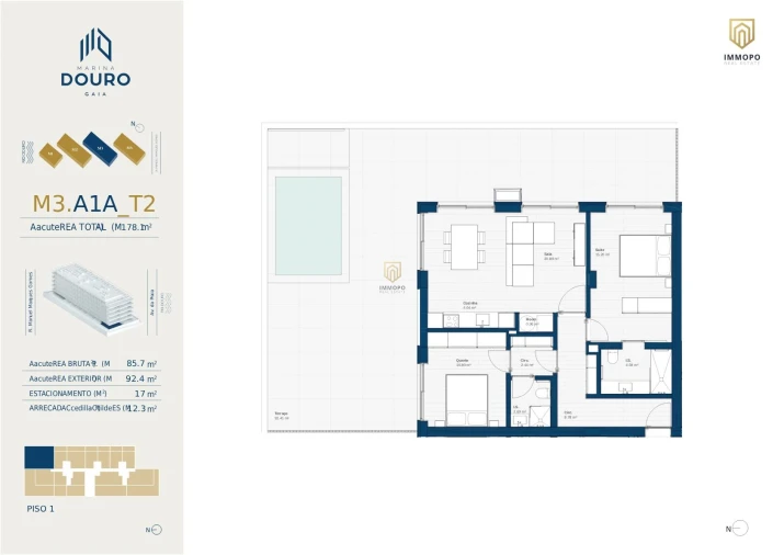 Apartamento T2 para Venda em Santa Marinha e São Pedro da Afurada Planta 1