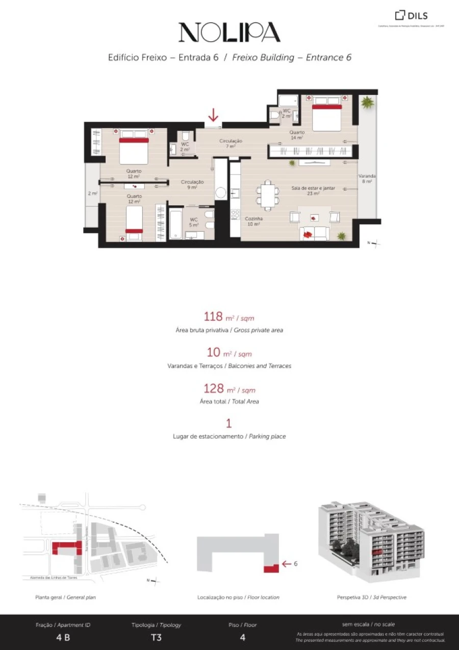 Apartamento T3 para Venda em Lumiar Planta 1