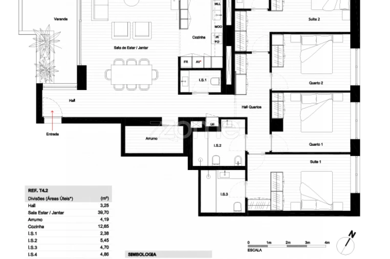 Apartamento T4 para Venda em Matosinhos e Leça da Palmeira Planta 1