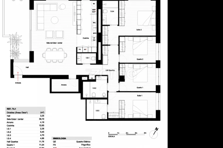 Apartamento T4 para Venda em Matosinhos e Leça da Palmeira Planta 1