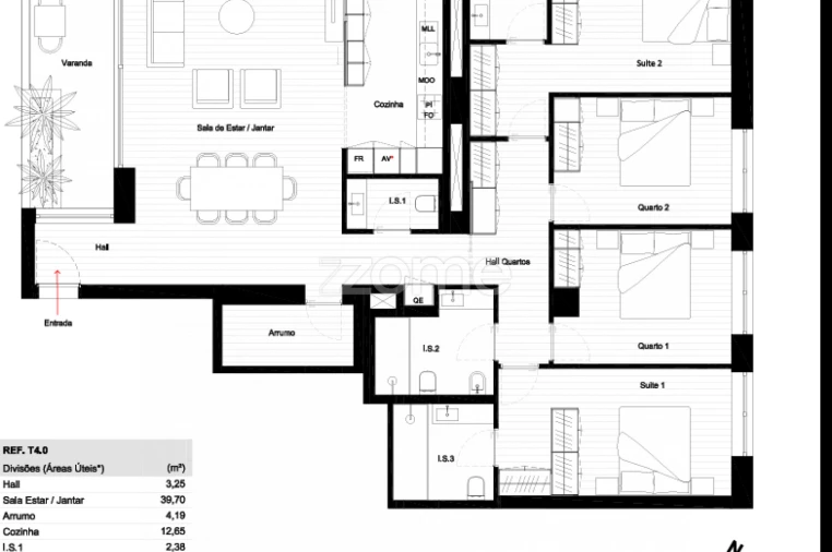 Apartamento T4 para Venda em Matosinhos e Leça da Palmeira Planta 1