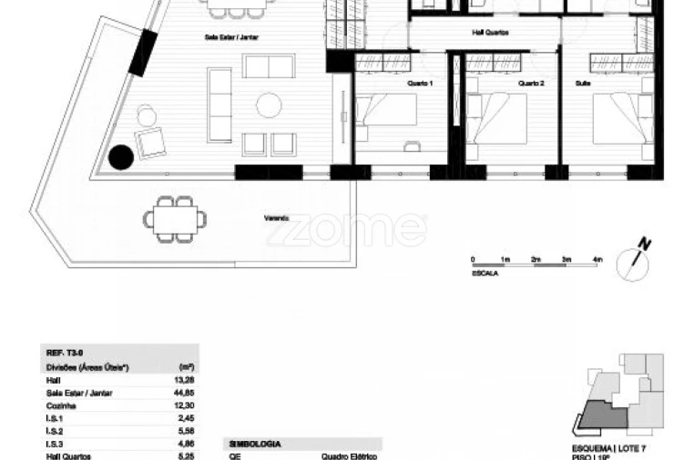 Apartamento T3 para Venda em Matosinhos e Leça da Palmeira Planta 1