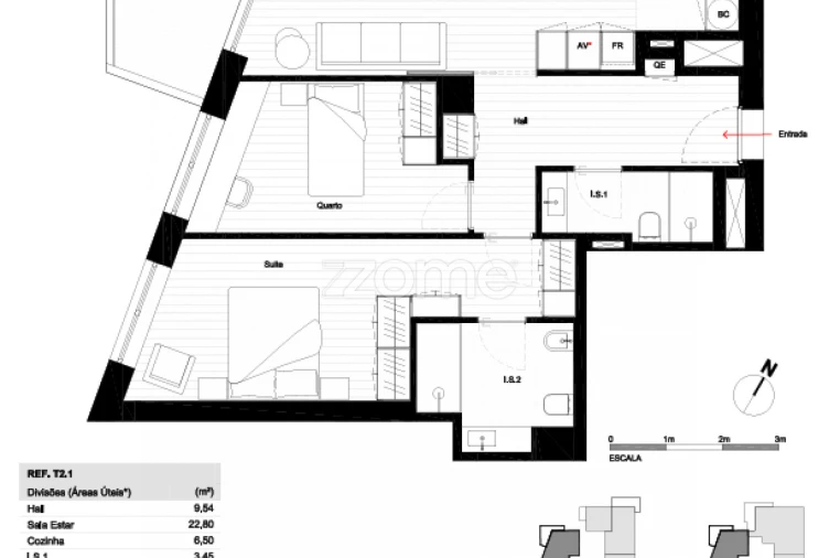Apartamento T2 para Venda em Matosinhos e Leça da Palmeira Planta 1