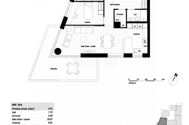 Apartamento T2 para Venda em Matosinhos e Leça da Palmeira Planta 1