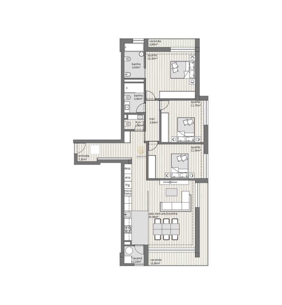 Apartamento T3 para Venda em Moreira Planta 1