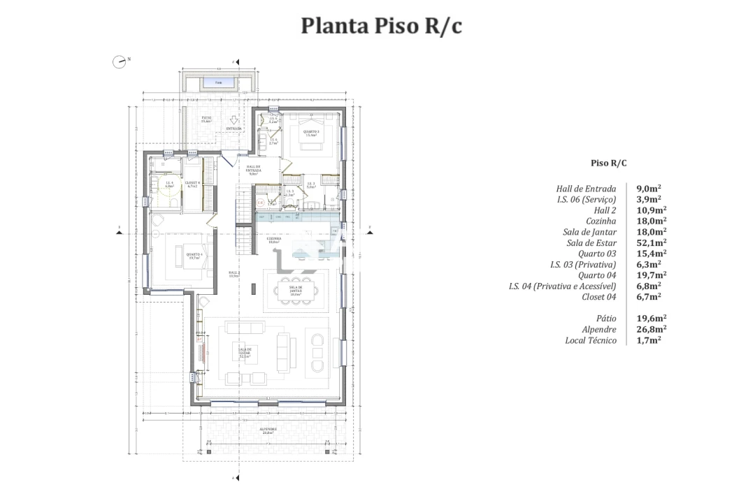 Moradia T5 para Venda em Montenegro Planta 3