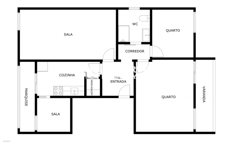 Apartamento T2 para Venda em Faro (Sé e São Pedro) Planta 1