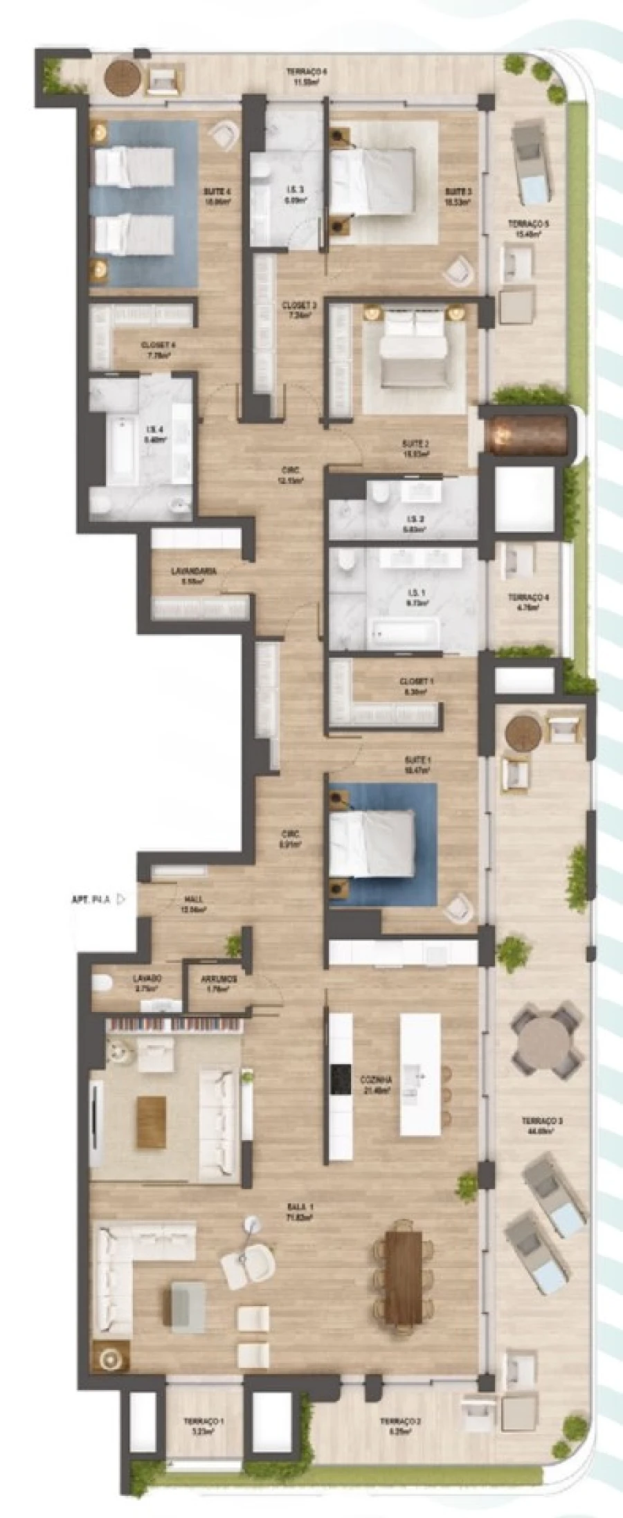 Apartamento T4 para Venda em Cascais e Estoril Planta 1