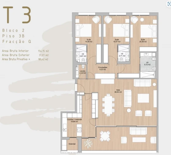Apartamento T3 para Venda em Marvila Planta 1