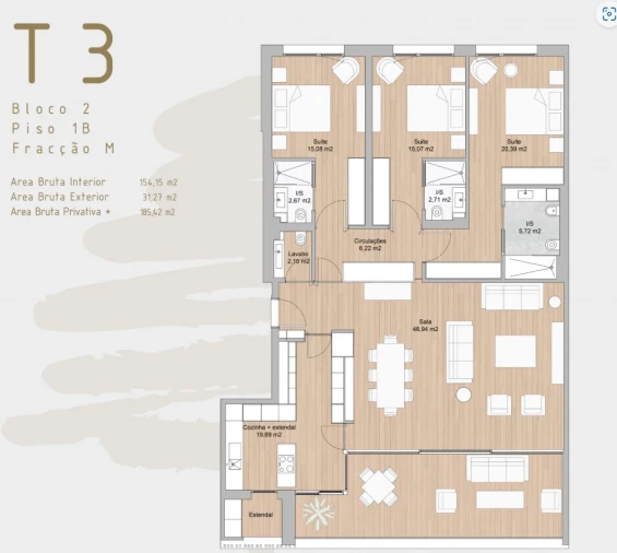 Apartamento T3 para Venda em Marvila Planta 1