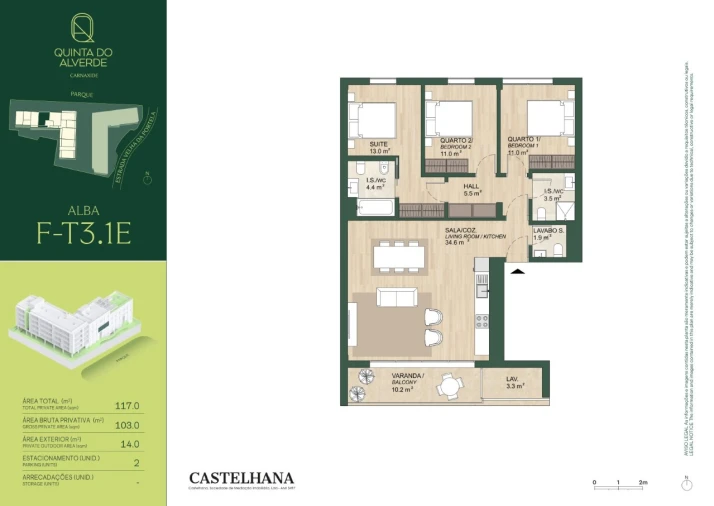 Apartamento T3 para Venda em Carnaxide e Queijas Planta 1