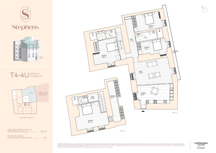 Apartamento T4 para Venda em Misericórdia Planta 1
