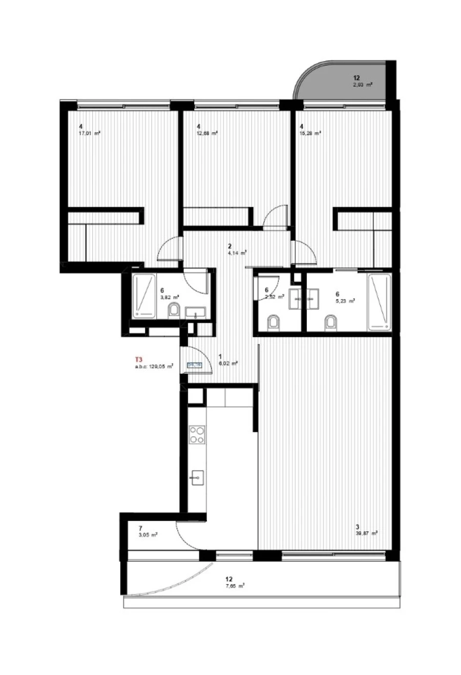 Apartamento T3 para Venda em Aver-O-Mar, Amorim e Terroso Planta 1