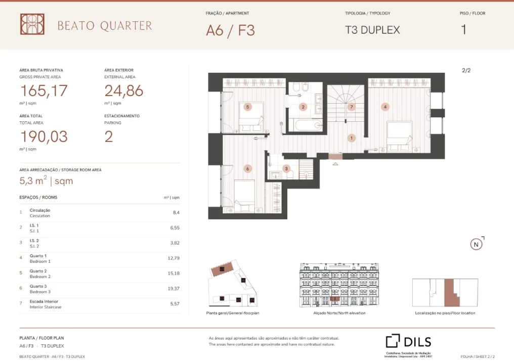 Apartamento T3 para Venda em Beato Planta 2