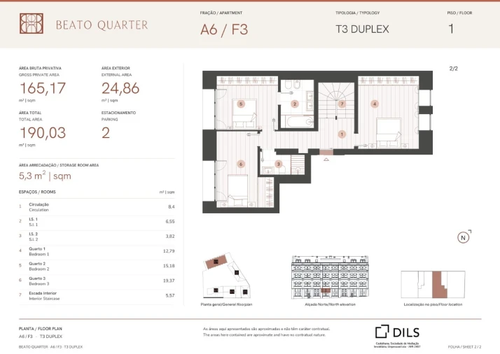 Apartamento T3 para Venda em Beato Planta 2