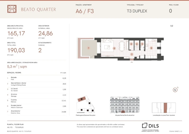 Apartamento T3 para Venda em Beato Planta 1