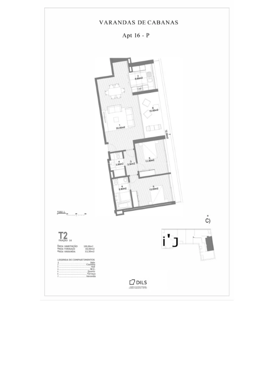 Apartamento T2 para Venda em Conceição e Cabanas de Tavira Planta 1