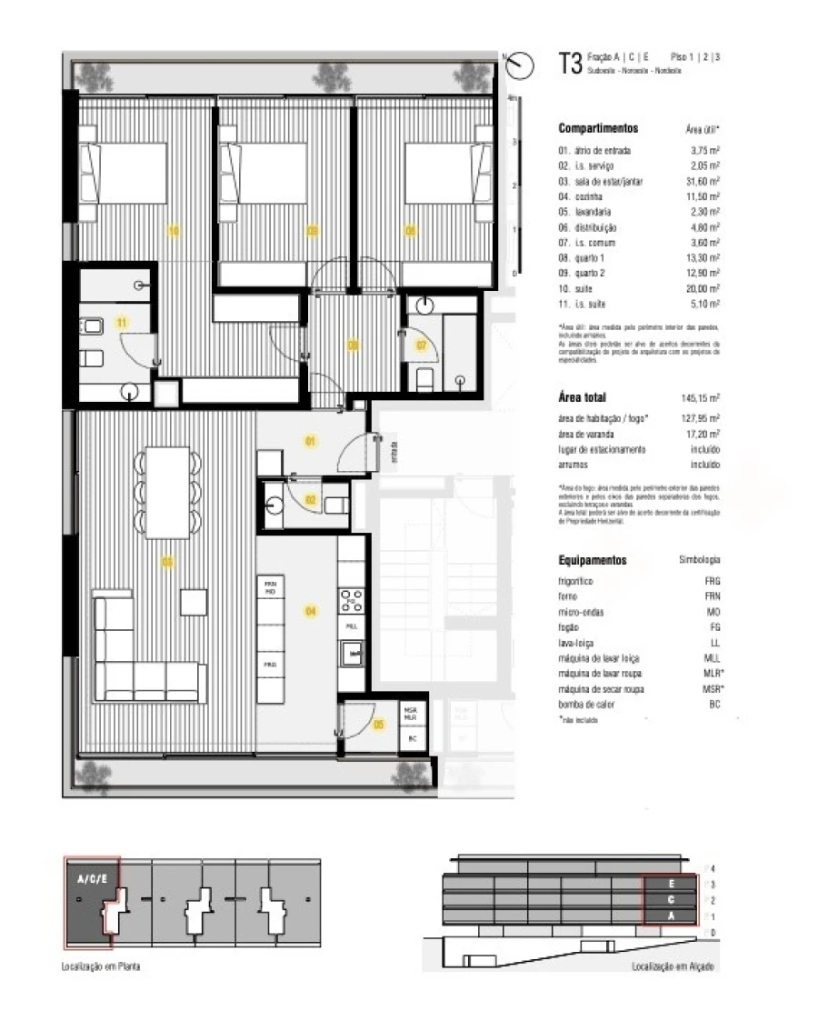 Apartamento T3 para Venda em Canidelo Planta 1