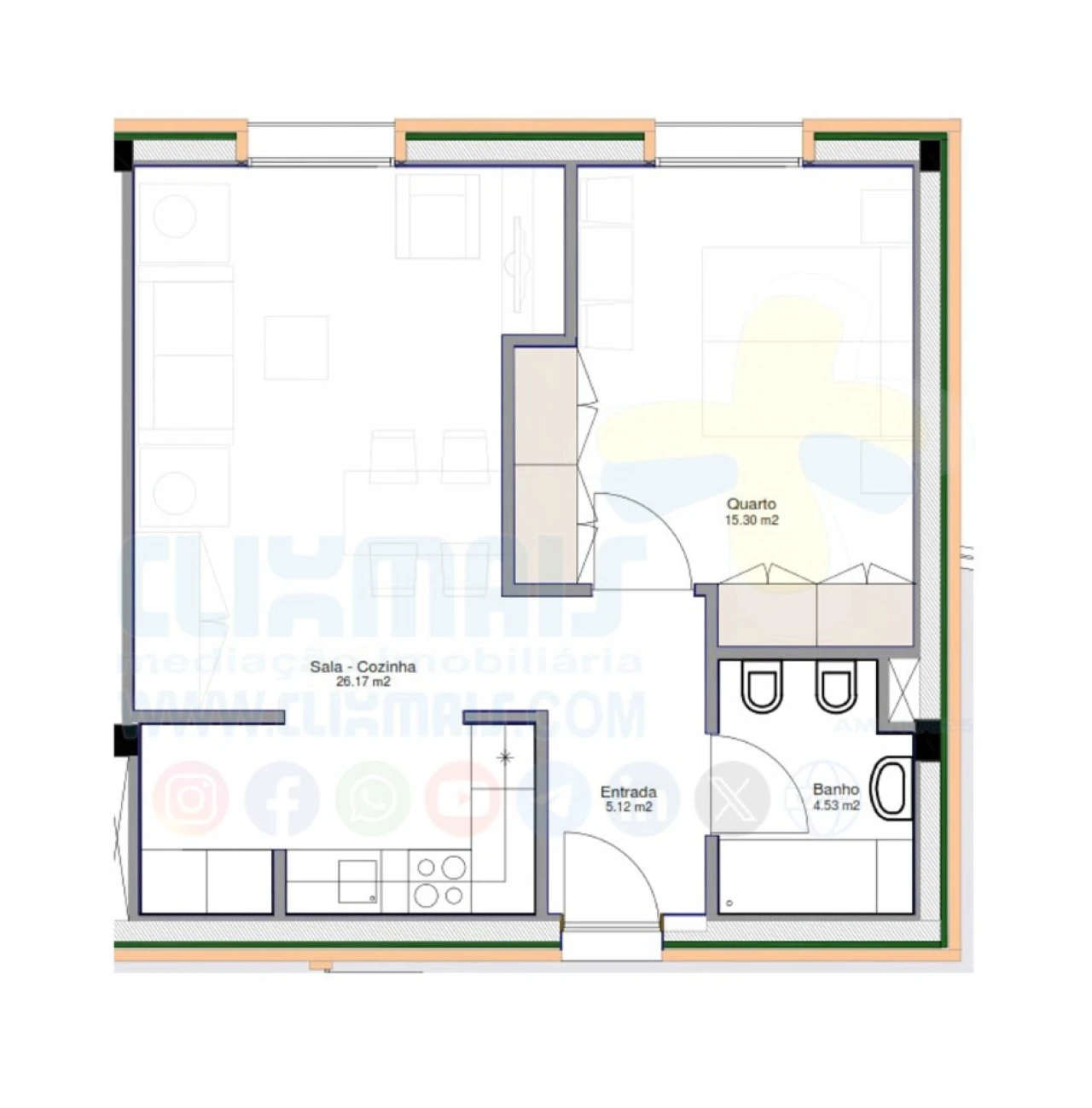 Apartamento T2 para Venda em Azurem Foto 15