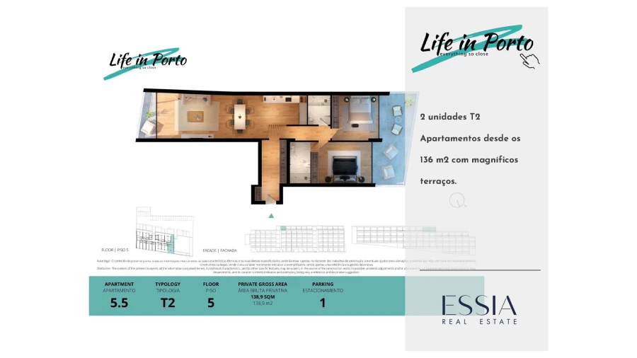 Apartamento T2 para Venda em Cedofeita, Santo Ildefonso, Sé, Miragaia, São Nicolau e Vitória Planta 1