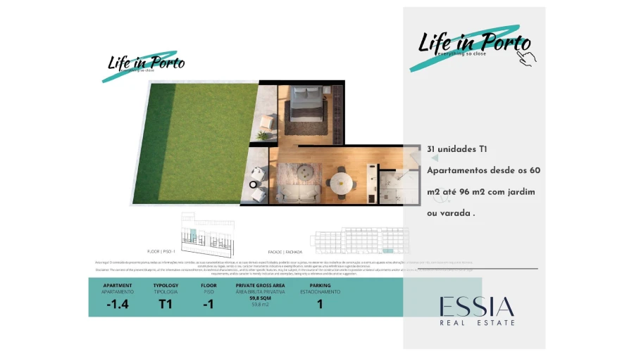 Apartamento T1 para Venda em Cedofeita, Santo Ildefonso, Sé, Miragaia, São Nicolau e Vitória Planta 1
