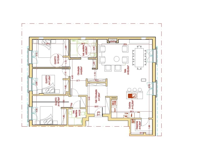 Apartamento T3 para Venda em Castelo Branco Planta 1