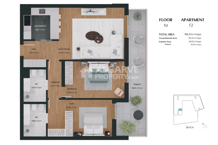 Apartamento T2 para Venda em Quarteira Planta 1