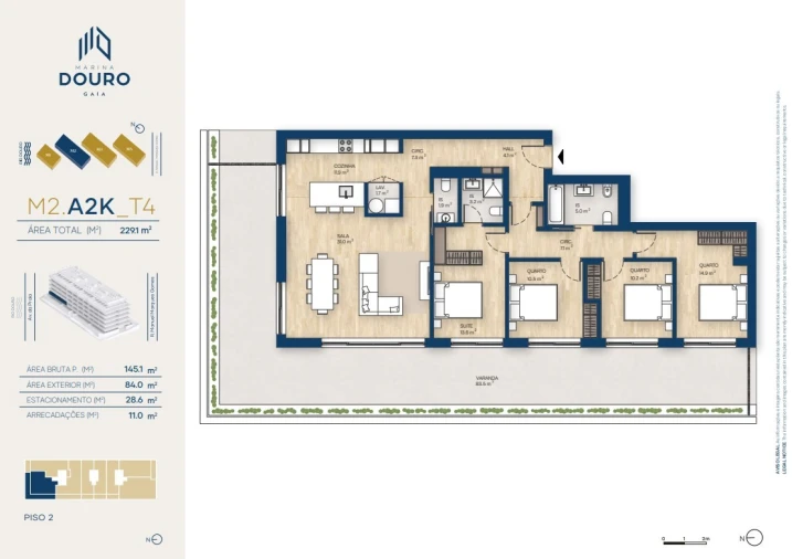 Apartamento T4 para Venda em Canidelo Planta 1