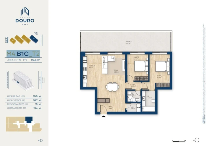 Apartamento T2 para Venda em Canidelo Planta 1