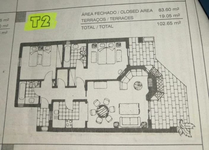 Apartamento T2 para Venda em Albufeira e Olhos de Água Planta 1