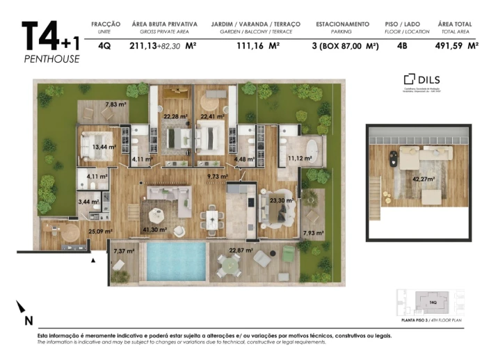 Apartamento T4 para Venda em Alvalade Planta 1