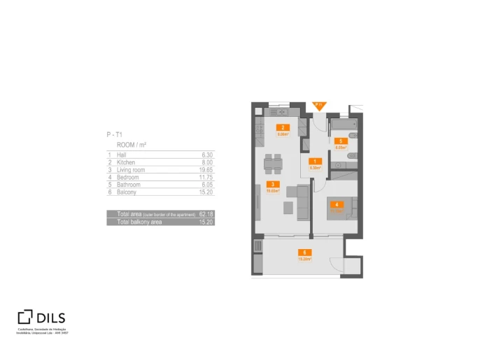 Apartamento T1 para Venda em Portimão Planta 1