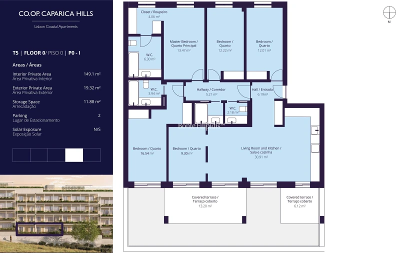 Apartamento T5 para Venda em Costa da Caparica Planta 1