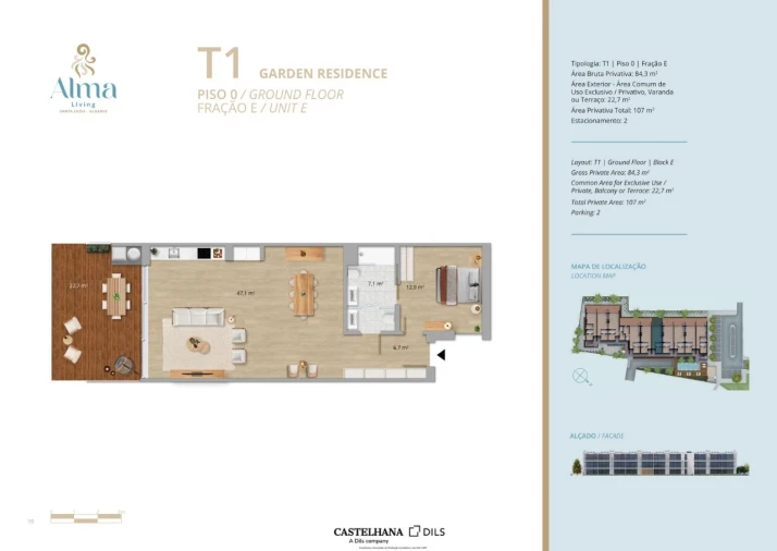 Apartamento T1 para Venda em Santa Luzia Planta 1