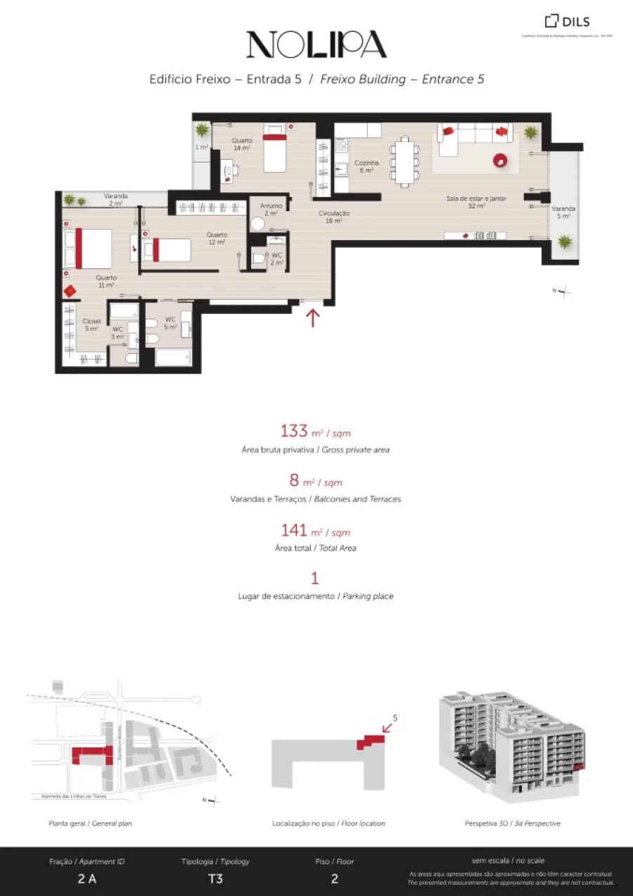 Apartamento T3 para Venda em Lumiar Planta 1