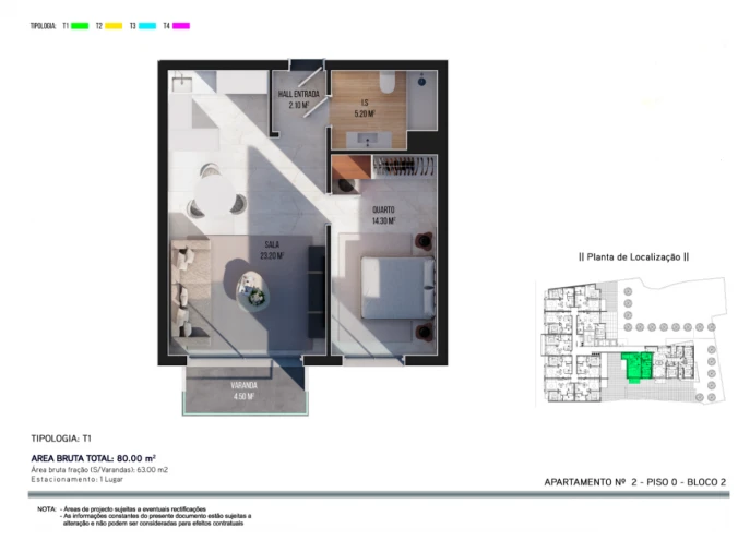 Apartamento T1 para Venda em Ribeira Brava Planta 1