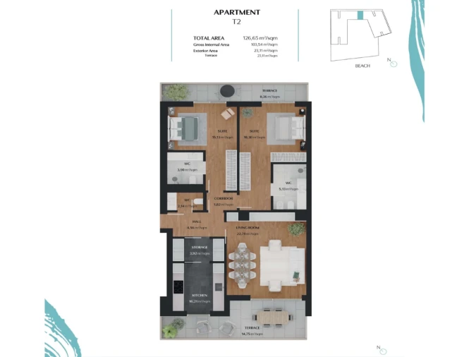Apartamento T2 para Venda em Quarteira Planta 1