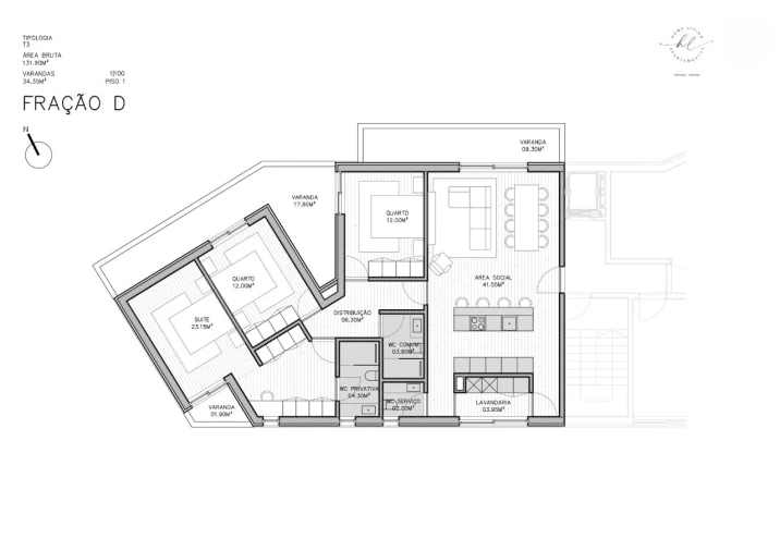Apartamento T3 para Venda em Paredes Planta 1