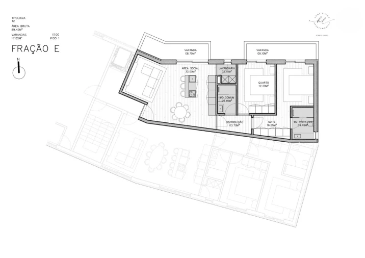 Apartamento T2 para Venda em Paredes Planta 1