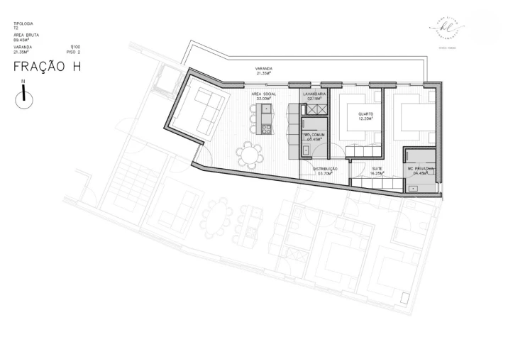 Apartamento T2 para Venda em Paredes Planta 1