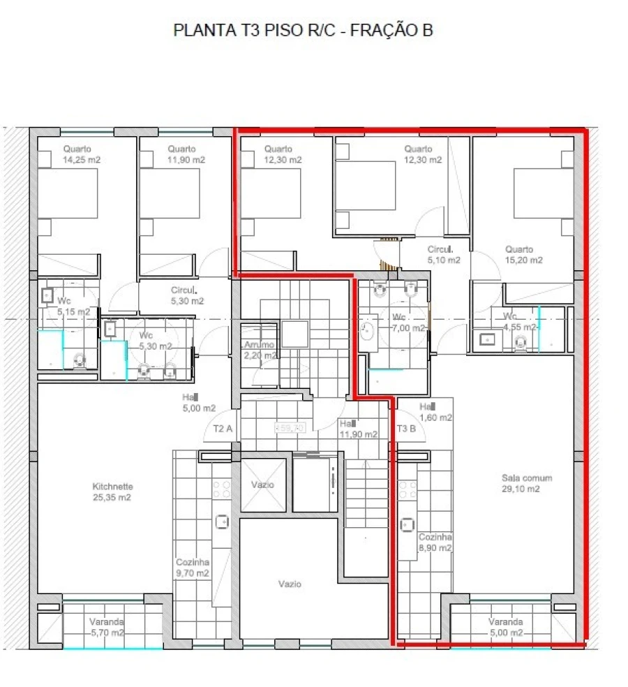 Apartamento T3 para Venda em São Vicente (Braga) Planta 1