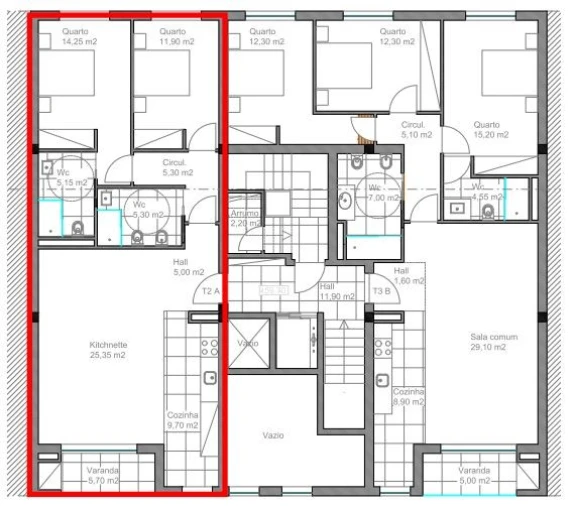 Apartamento T2 para Venda em São Vicente (Braga) Planta 1
