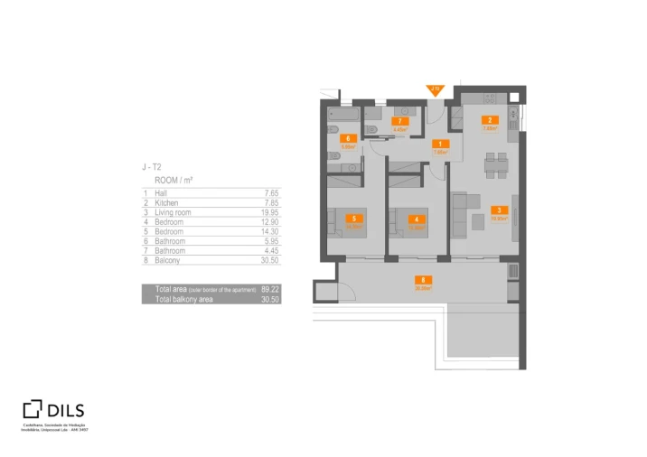 Apartamento T2 para Venda em Portimão Planta 1