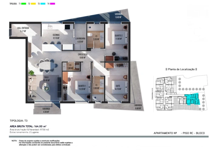 Apartamento T3 para Venda em Ribeira Brava Planta 1