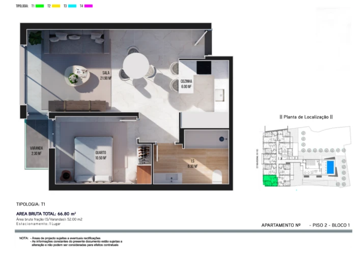 Apartamento T1 para Venda em Ribeira Brava Planta 1