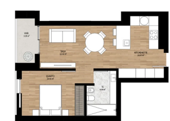 Apartamento T1 para Venda em Glória e Vera Cruz Planta 1