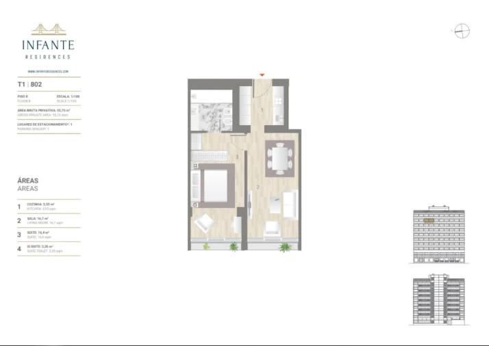 Apartamento T1 para Venda em Estrela Planta 1